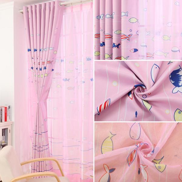 Qian Kindervorhänge Bedruckt "Under the Sea" 2er Pack individuell gestaltbar Perforationen